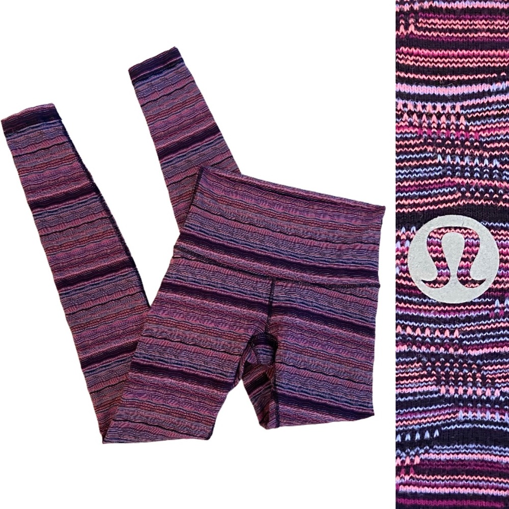 Lululemon Wunder Under Leggings Cyber Stripe Size 6